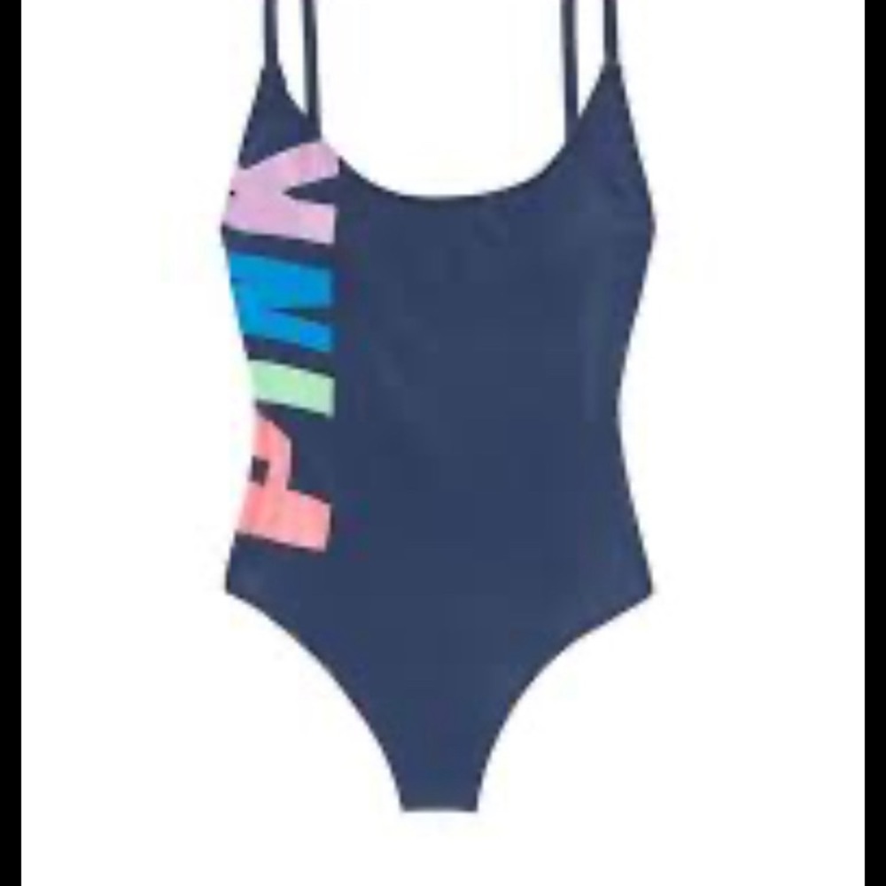 PINK Victoria's Secret Pink and Blue One-Piece Swimsuit